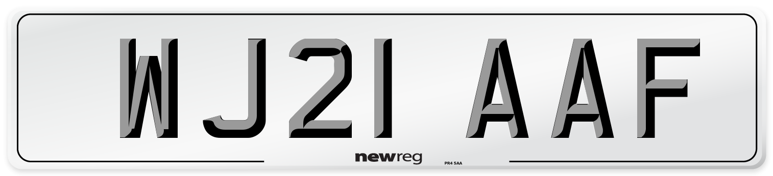 WJ21 AAF Number Plate from New Reg